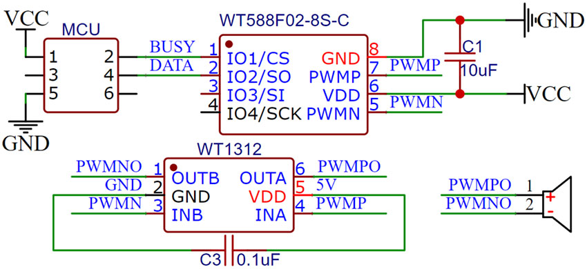 WT588F02-8S语音芯片PWM外接功放应用电路图.jpg