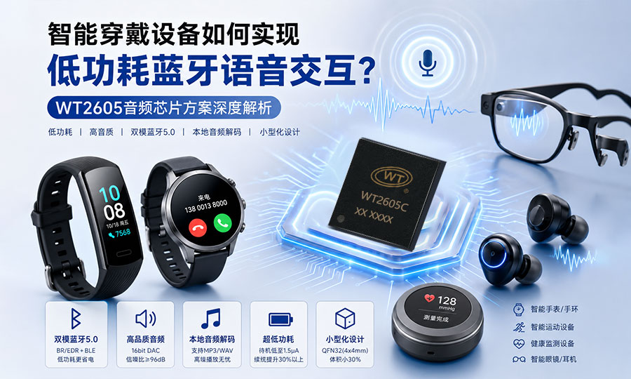 智能穿戴设备如何实现低功耗蓝牙语音交互？WT2605音频芯片方案深度解析