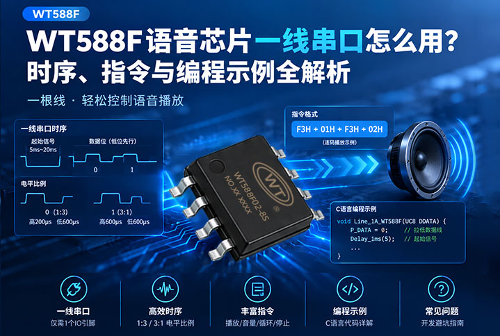WT588F语音芯片一线串口怎么用？时序、指令与编程示例全解析