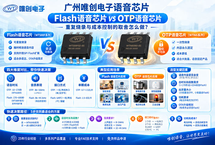 广州唯创电子Flash语音芯片-vs-OTP语音芯片，重复烧录与成本控制的取舍怎么做.jpg