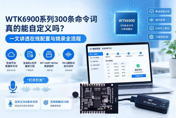 WTK6900系列300条命令词真的能自定义吗？一文讲透在线配置与烧录全流程