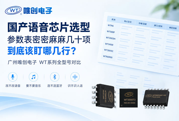 国产语音芯片选型，参数表密密麻麻几十项，到底该盯哪几行？广州唯创电子WT系列全型号对比